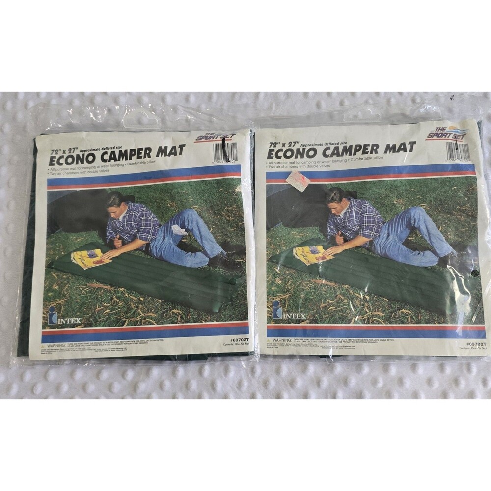 Intex Inflatable Camping Mat Lot Vintage Air Mattress Set Of 2 Econo Camper New